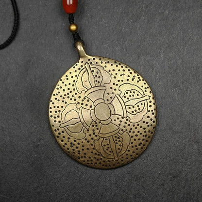 Buddhist Amulet,Melong SIPAHO,Mandala Flower Pattern - Tibetan Buddhist amulet, detailed view