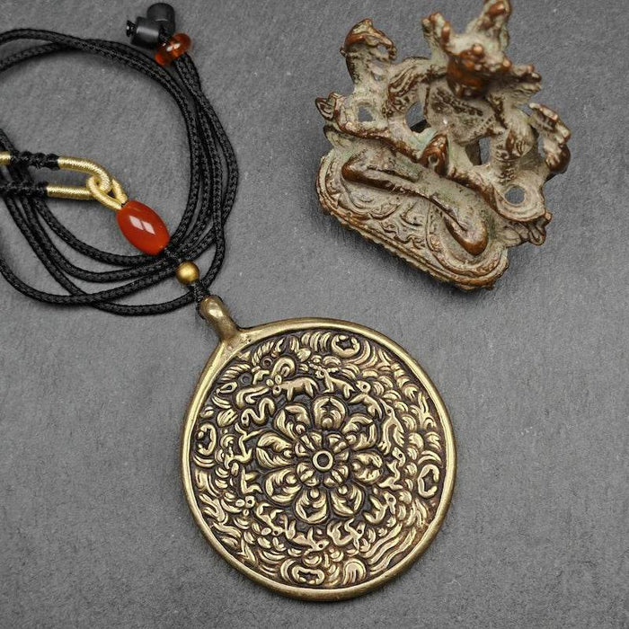 Buddhist Amulet,Melong SIPAHO,Mandala Flower Pattern - Tibetan Buddhist amulet, view 5