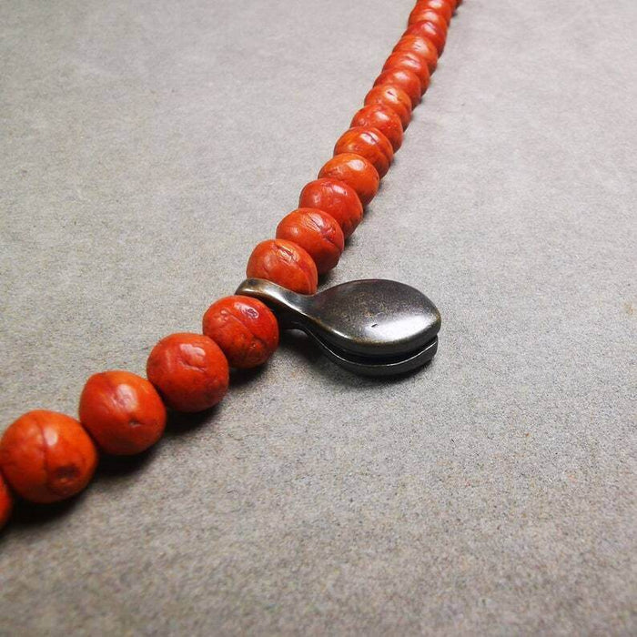 Buddhist Mala Counter Clip - Tibetan Buddhist mala beads, close-up detail