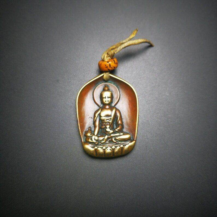 Buddhist Protective Pendant,Shakyamuni Gautama Amulet - Tibetan Buddhist amulet, close-up detail