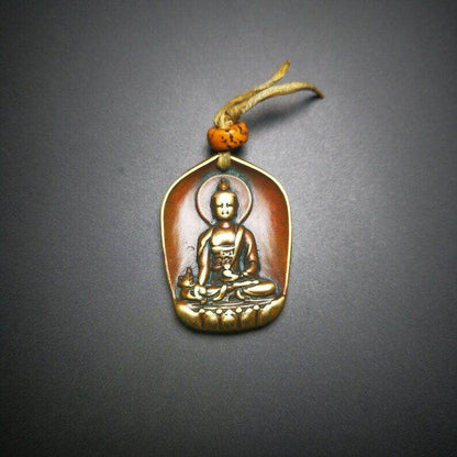 Buddhist Protective Pendant,Shakyamuni Gautama Amulet - Tibetan Buddhist amulet, close-up detail