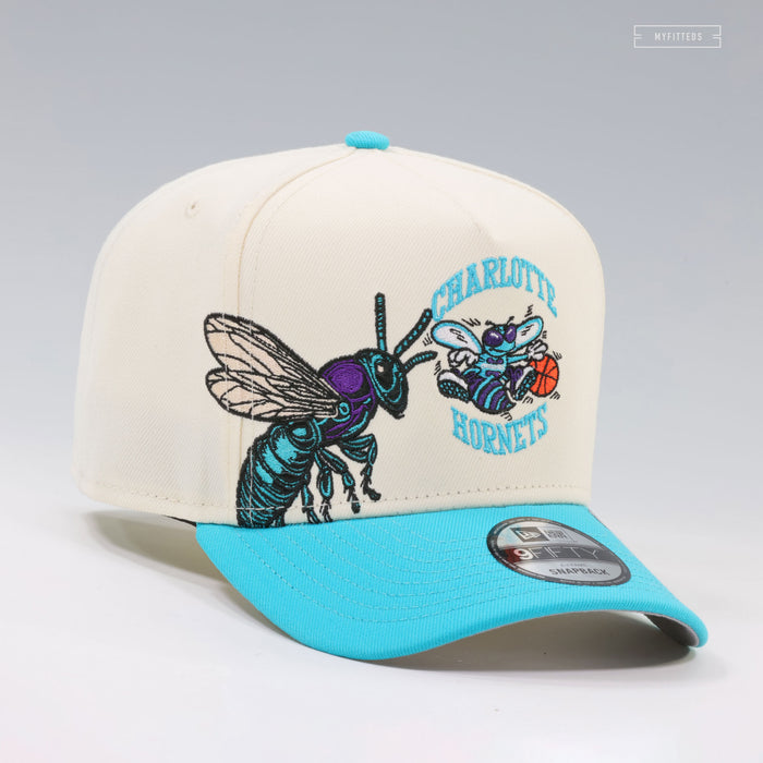 CHARLOTTE HORNETS QUEEN HORNET NBA HWC OFF WHITE 9FIFTY A-FRAME NEW ERA SNAPBACK