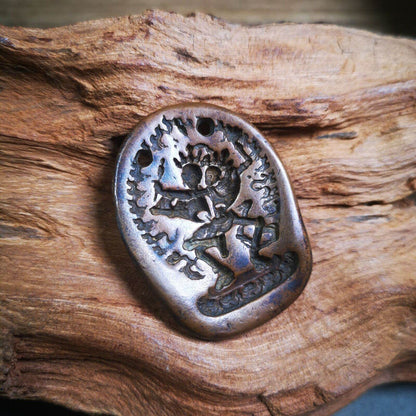 Citipati, Shmashana Adhipati - Tibetan tsa tsa mold, front view
