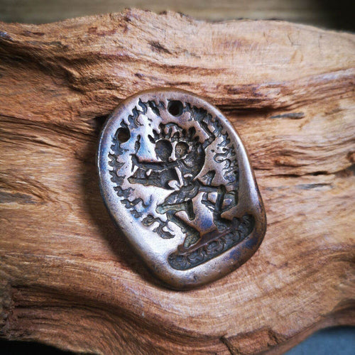 Citipati, Shmashana Adhipati - Tibetan tsa tsa mold, front view