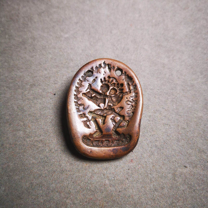 Citipati, Shmashana Adhipati - Tibetan tsa tsa mold, close-up detail