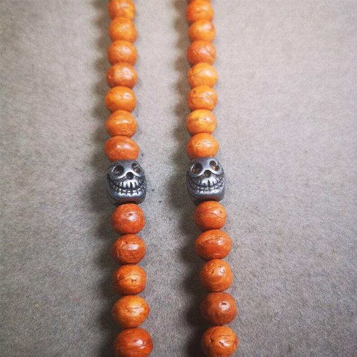 Citipati Skull Marker Beads 0.4" - Tibetan Buddhist art, detailed view
