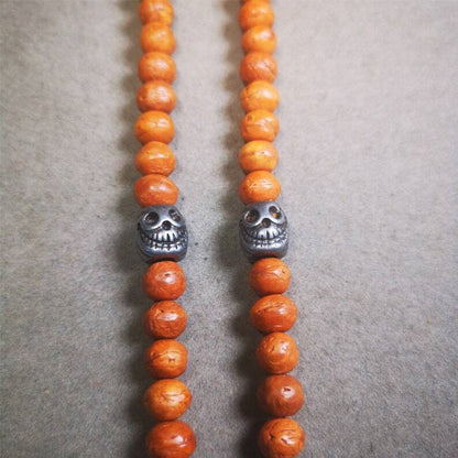 Citipati Skull Marker Beads 0.4" - Tibetan Buddhist art, detailed view