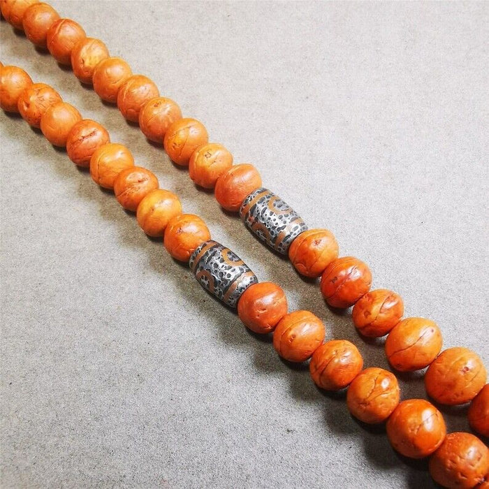 Cold Iron 3 Eyes Dzi Marker Beads 0.47" - Tibetan dzi bead, front view