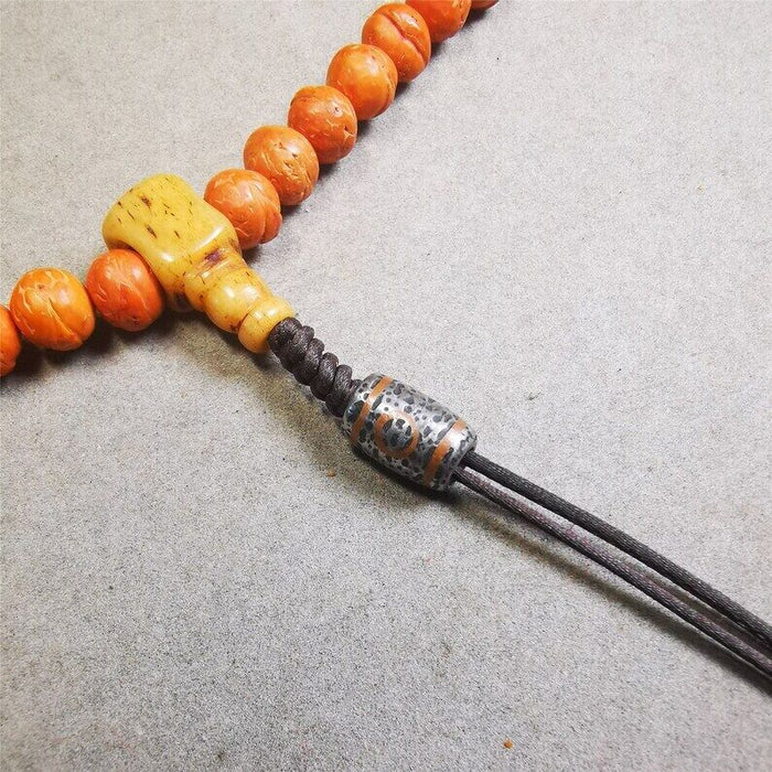 Cold Iron 3 Eyes Dzi Marker Beads 0.47" - Tibetan dzi bead, view 5