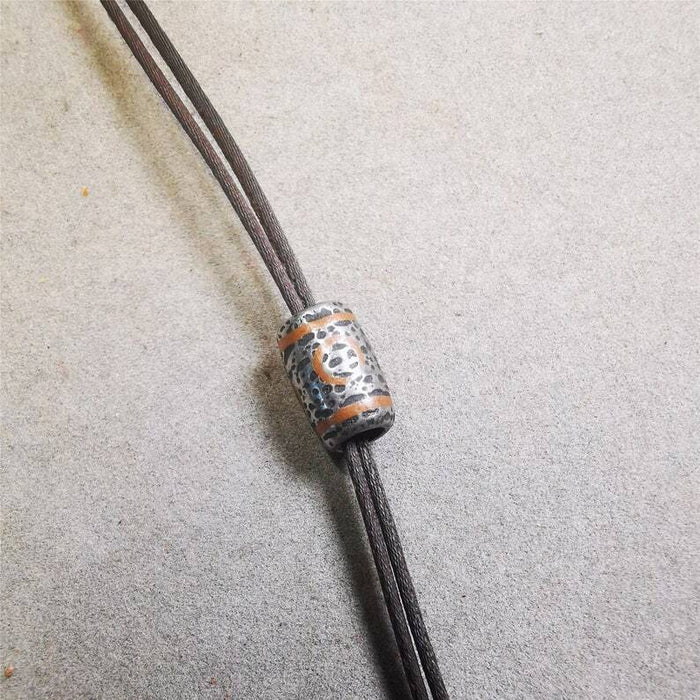 Cold Iron 3 Eyes Dzi Marker Beads 0.47" - Tibetan dzi bead, view 7
