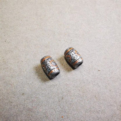 Cold Iron 3 Eyes Dzi Marker Beads 0.47" - Tibetan dzi bead, view 8