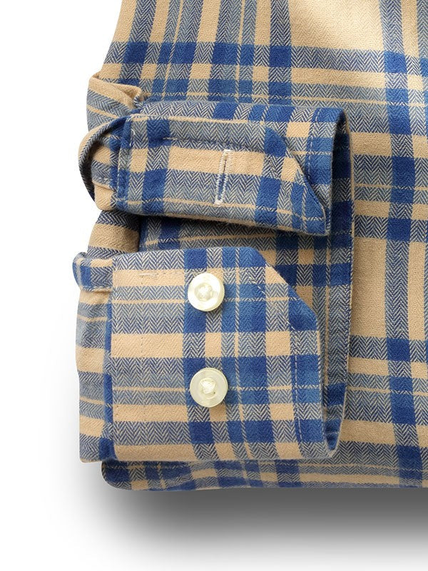 Cooper Beige Check Full sleeve single cuff   Cotton Shirt