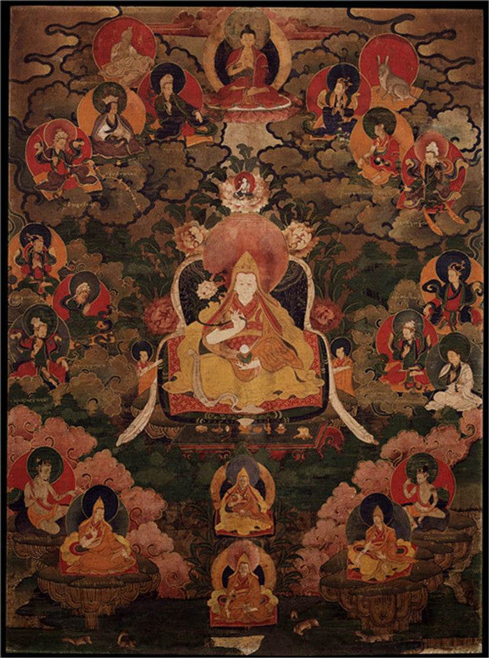 Dalai Lama VII - Kelzang Gyatso Image - Tibetan thangka painting, front view