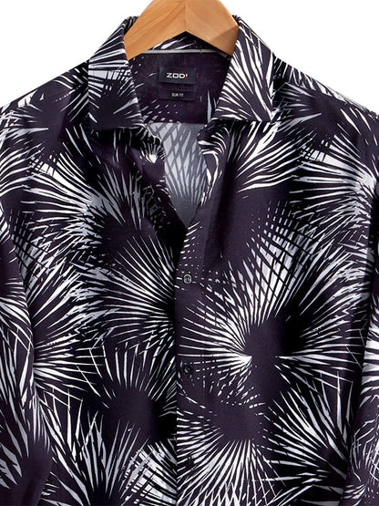 Diablo Black Printed Full Sleeve Single Cuff Slim Fit Party WearViscose Shirt