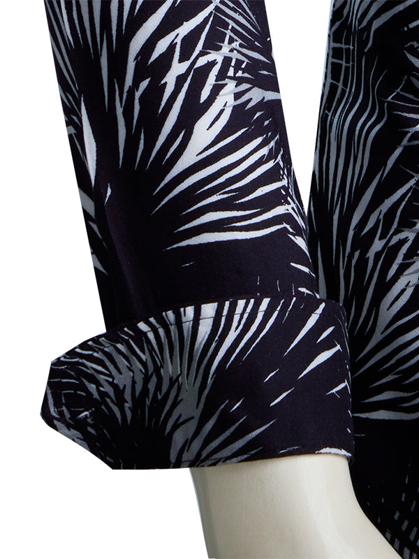 Diablo Black Printed Full Sleeve Single Cuff Slim Fit Party WearViscose Shirt