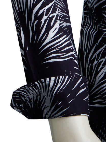 Diablo Black Printed Full Sleeve Single Cuff Slim Fit Party WearViscose Shirt