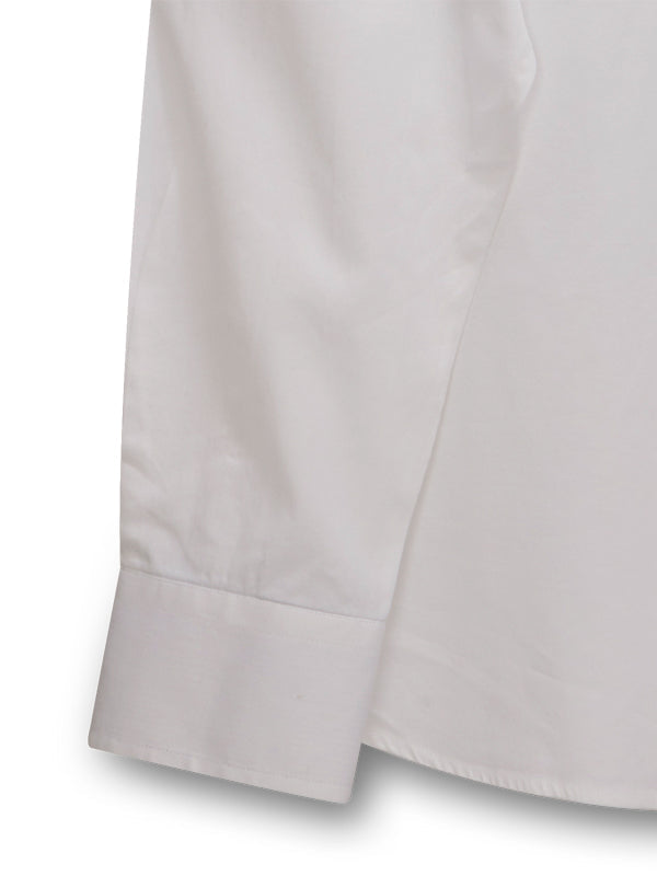 Dodger White Solid Full Sleeve Single Cuff Slim Fit Party Wear Blended Shirt