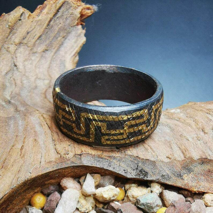 Gandhanra Unique Handmade Tibetan Ring,Made of Gold Filled and Silver Filled - Tibetan Buddhist art, front view