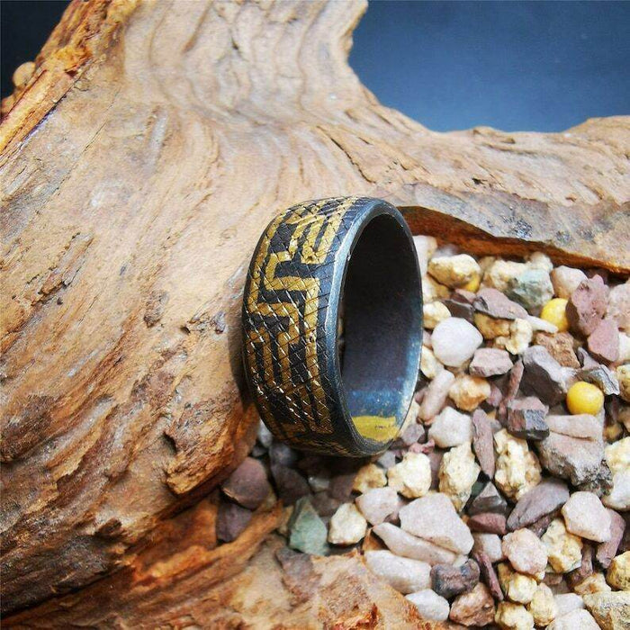 Gandhanra Unique Handmade Tibetan Ring,Made of Gold Filled and Silver Filled - Tibetan Buddhist art, detailed view