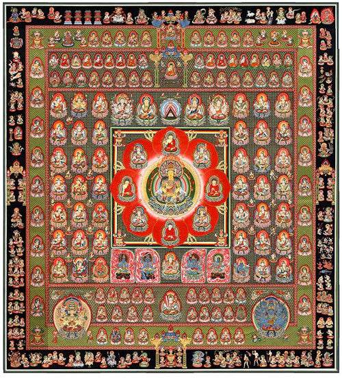 Garbha-dhatu-mandala Image - Tibetan thangka painting, front view