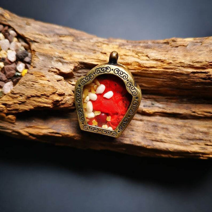 Gau Ghau Shrine, Altar Amulet Pendant - Tibetan Buddhist amulet, front view