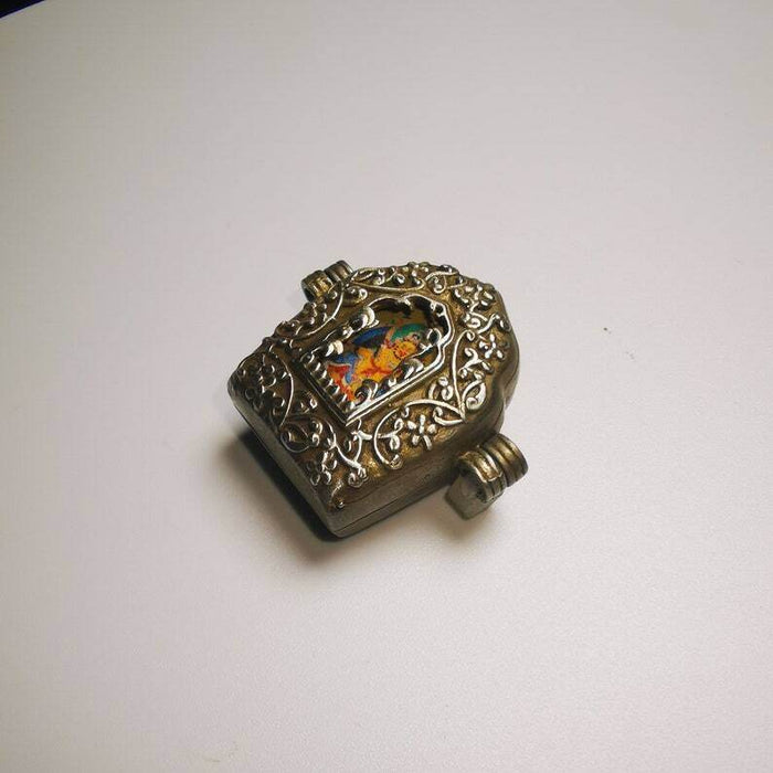 Gau Ghau Shrine, Yellow Jambhala Altar Amulet Pendant - Tibetan Buddhist amulet, view 4