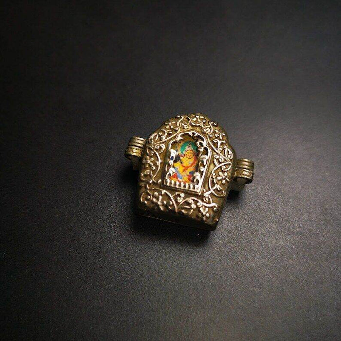 Gau Ghau Shrine, Yellow Jambhala Altar Amulet Pendant - Tibetan Buddhist amulet, view 5