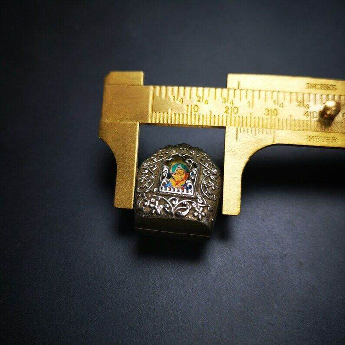 Gau Ghau Shrine, Yellow Jambhala Altar Amulet Pendant - Tibetan Buddhist amulet, view 8