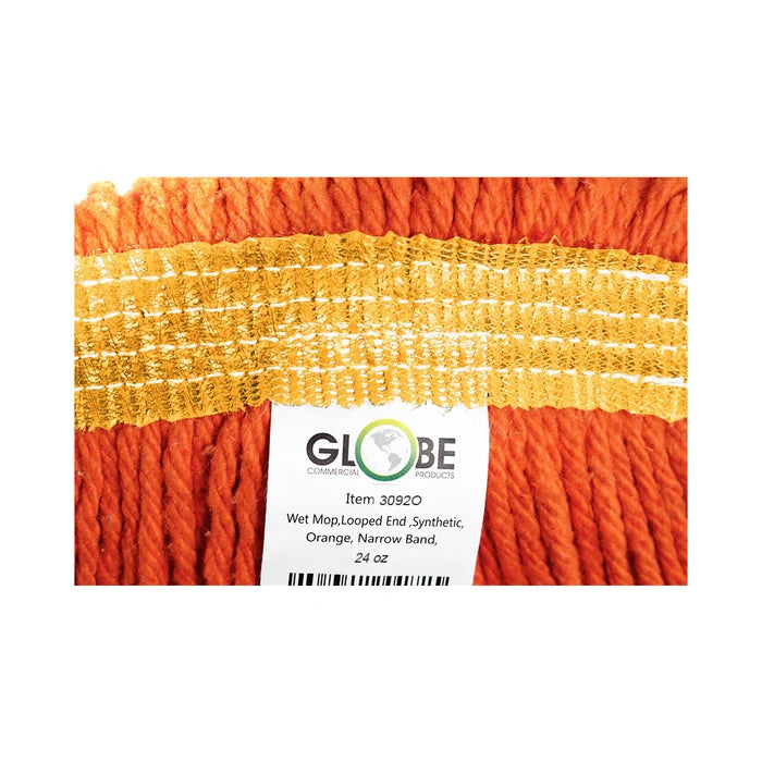 Globe - Syn-Pro 24 Oz Synthetic Narrow Band Looped End Orange Wet Mop - 3092BO