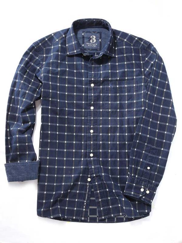 Gunhill Indigo Navy Check    Cotton Shirt