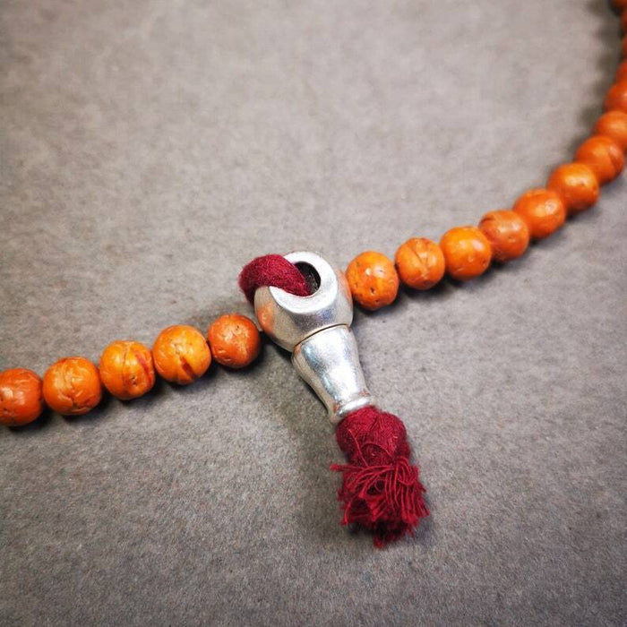 Guru Bead, T-drilled 3-Hole Bead for Prayer Bead,1.0" - Tibetan Buddhist art, detailed view