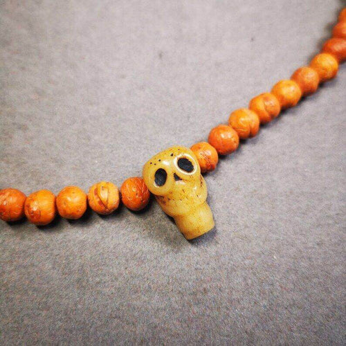 Guru Bead, T-drilled 3-Hole Bead for Prayer Bead - Tibetan Buddhist art, front view