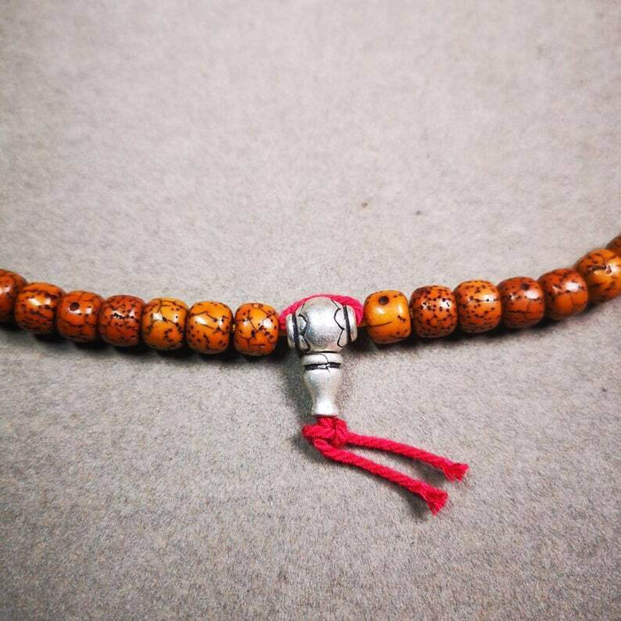 Guru Bead, T-drilled 3-Hole Bead - Tibetan Buddhist art, front view