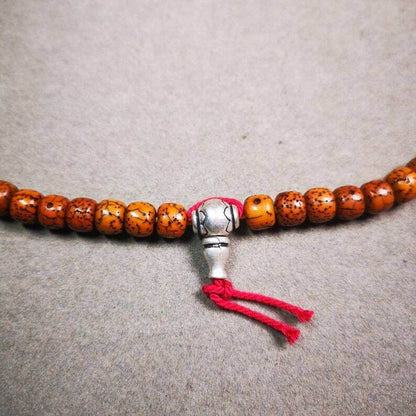 Guru Bead, T-drilled 3-Hole Bead - Tibetan Buddhist art, front view