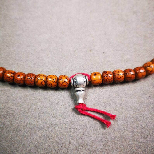Guru Bead, T-drilled 3-Hole Bead - Tibetan Buddhist art, front view