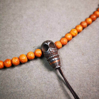 Guru Bead,T-drilled 3-Hole Mala Bead - Tibetan Buddhist mala beads, front view