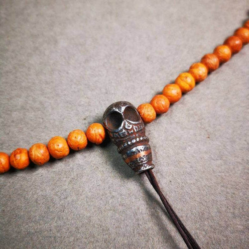 Guru Bead,T-drilled 3-Hole Mala Bead - Tibetan Buddhist mala beads, front view