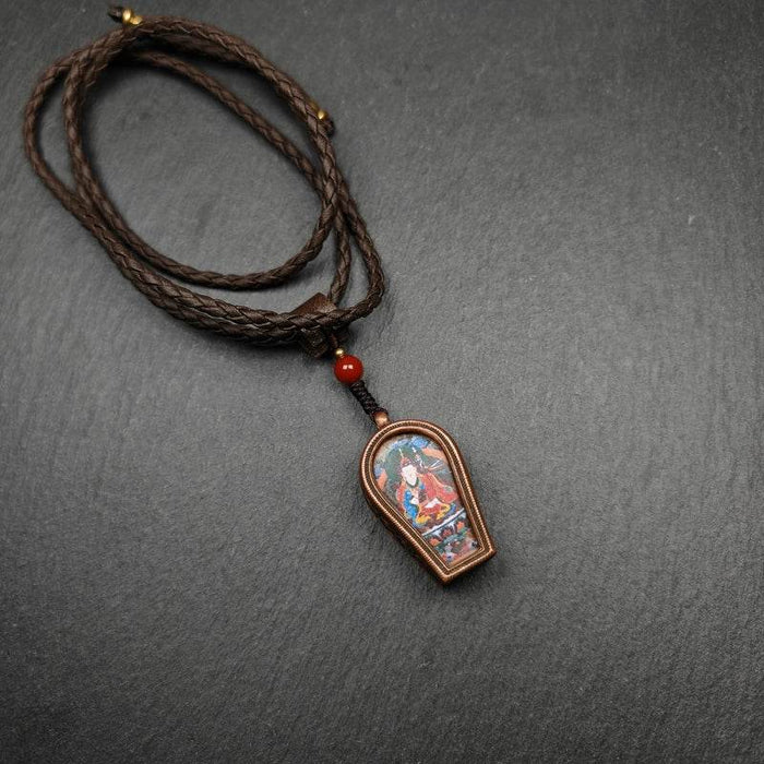 Guru Rinpoche Gau Shrine, Altar Amulet Pendant - Tibetan Buddhist amulet, front view