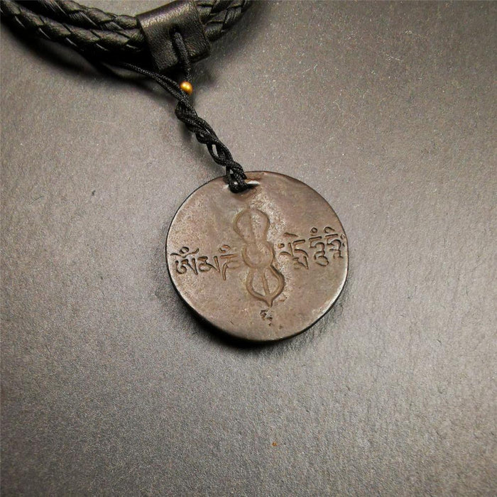 Guru Rinpoche Pendant 1.4" - Tibetan Buddhist art, detailed view