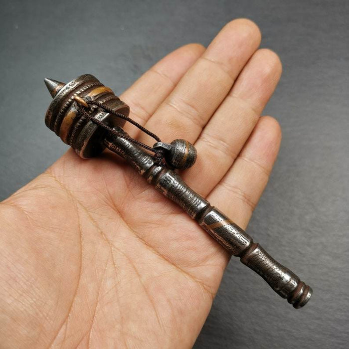 Handheld Prayer Wheel,Mani Wheel - Tibetan Buddhist art, front view