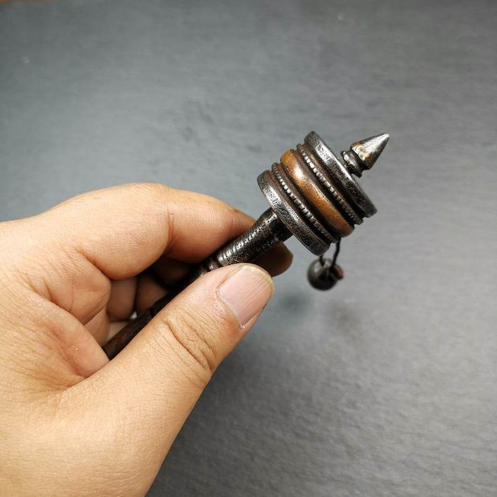 Handheld Prayer Wheel,Mani Wheel - Tibetan Buddhist art, detailed view