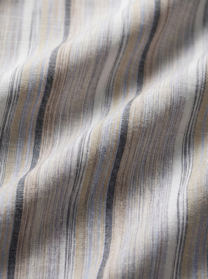 Harman Slub Sand Striped Full Sleeve Tailored Fit Casual Cotton Shirt