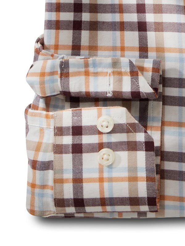 Heskey Twill Brown Check Full Sleeve Tailored Fit Casual Cotton Shirt