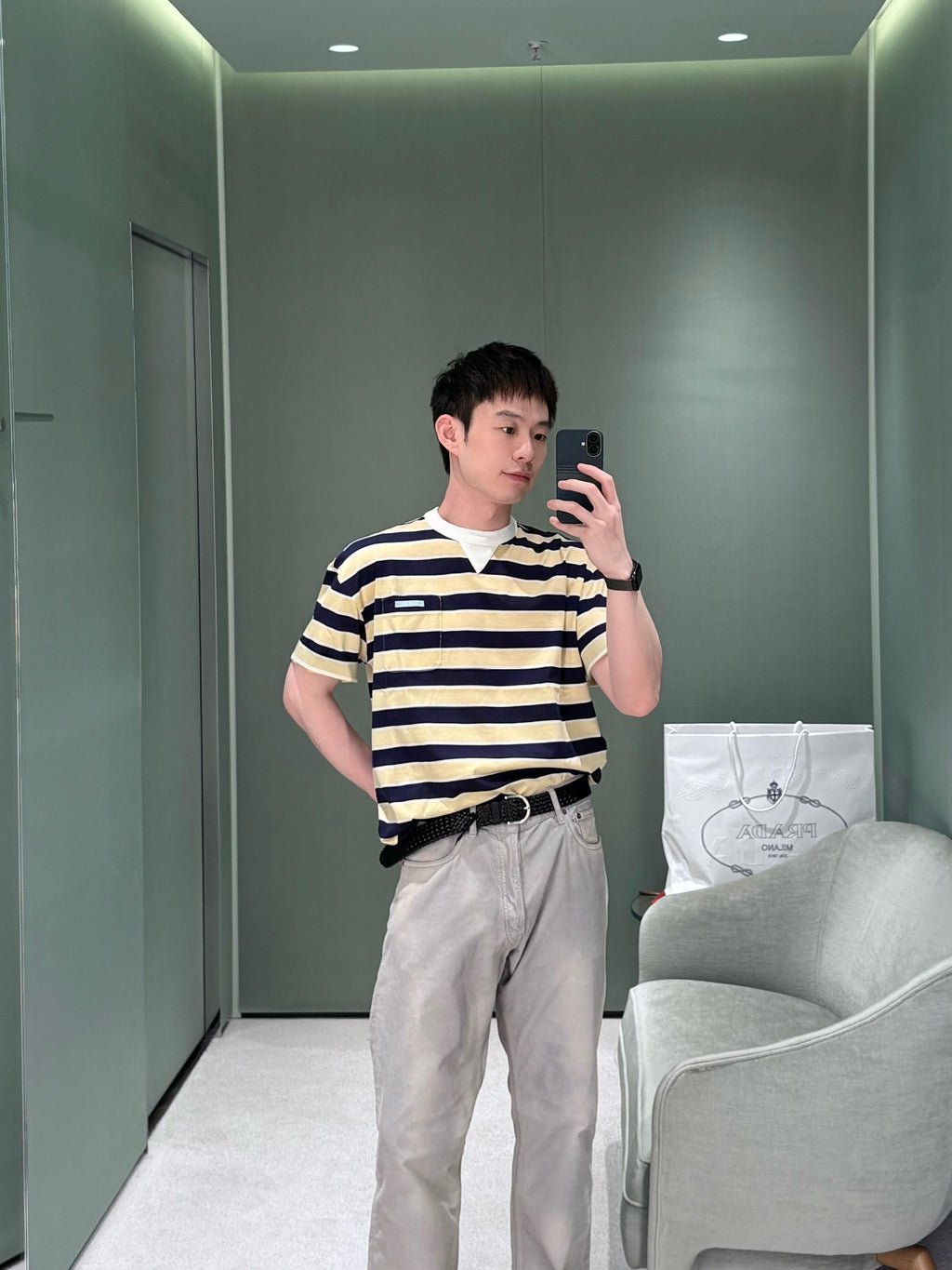 2026 New Triangle Brand Striped Short-Sleeved T-Shirt with Pockets (CC952-A20)