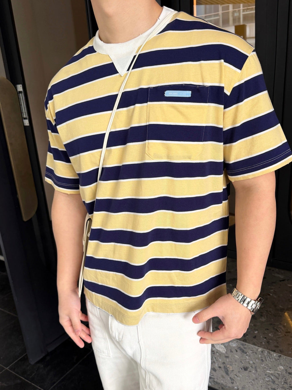 2026 New Triangle Brand Striped Short-Sleeved T-Shirt with Pockets (CC952-A20)