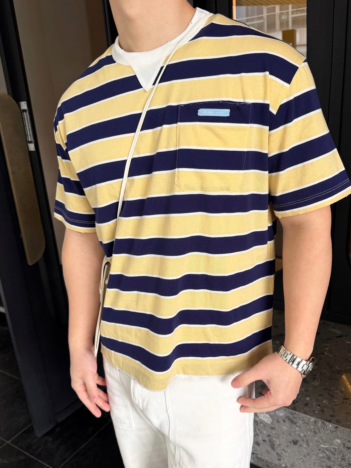 2026 New Triangle Brand Striped Short-Sleeved T-Shirt with Pockets (CC952-A20)