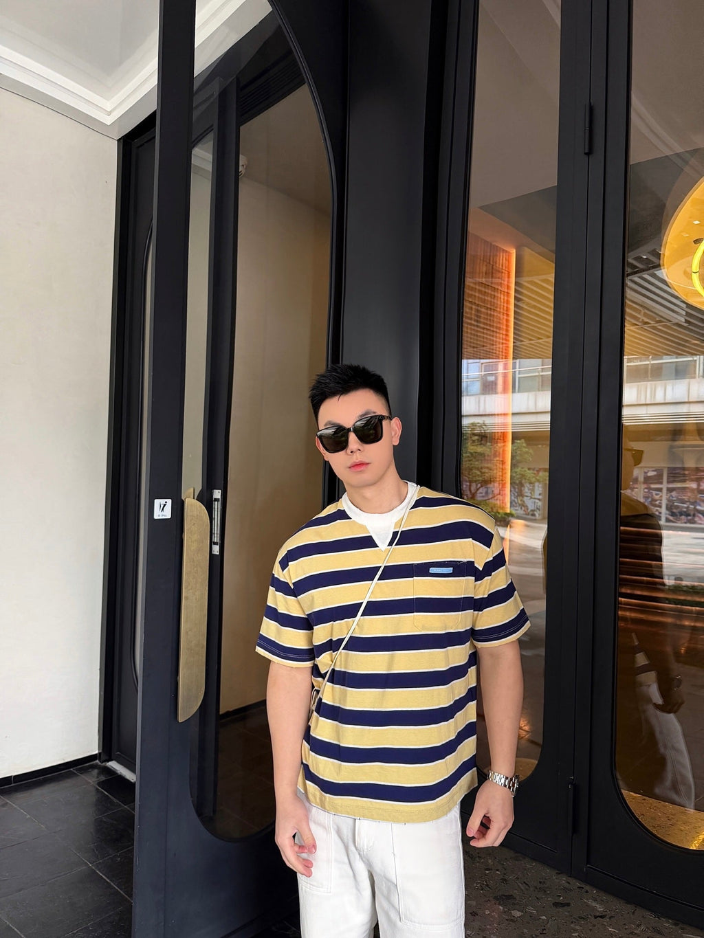 2026 New Triangle Brand Striped Short-Sleeved T-Shirt with Pockets (CC952-A20)