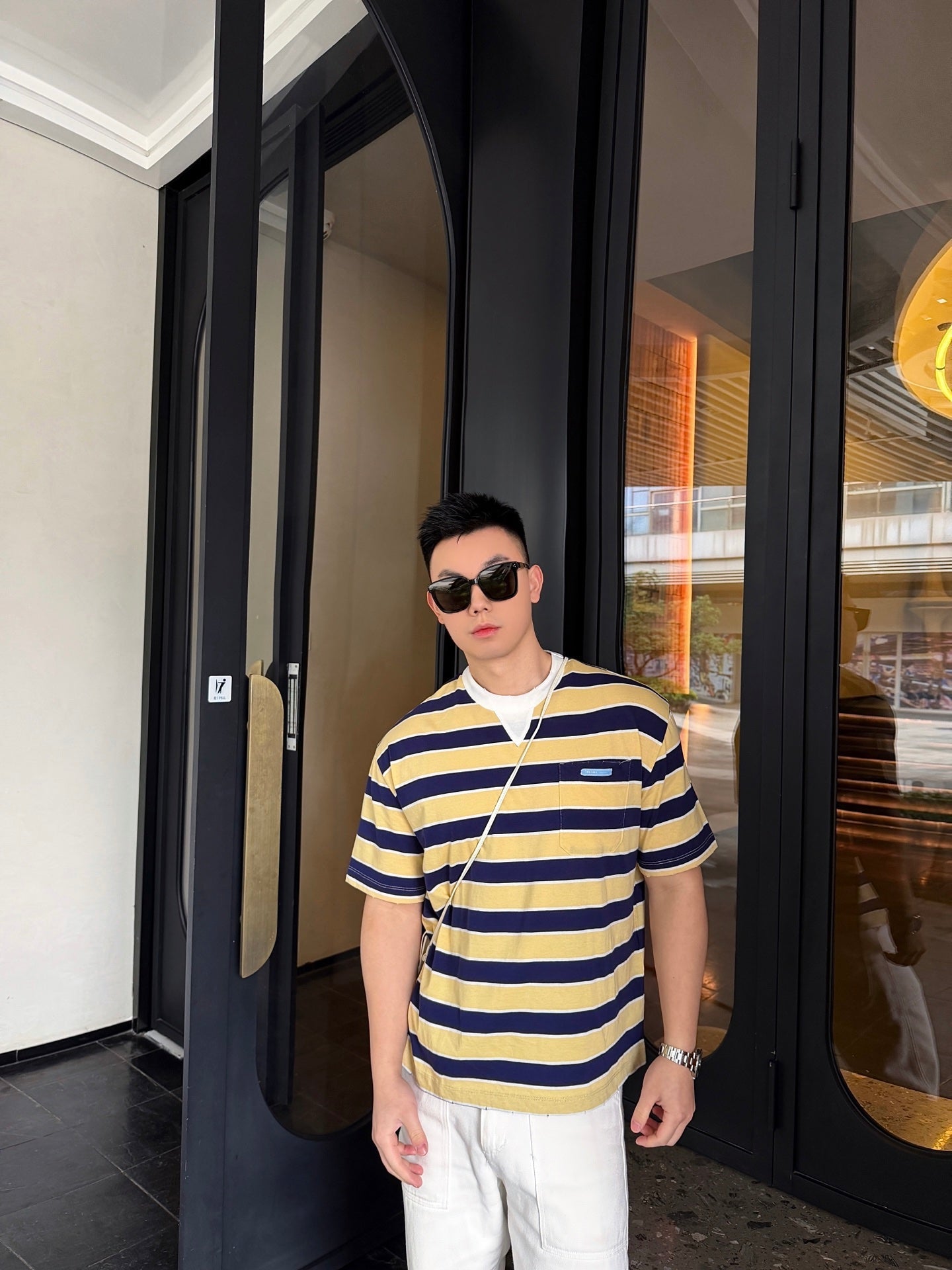 2026 New Triangle Brand Striped Short-Sleeved T-Shirt with Pockets (CC952-A20)