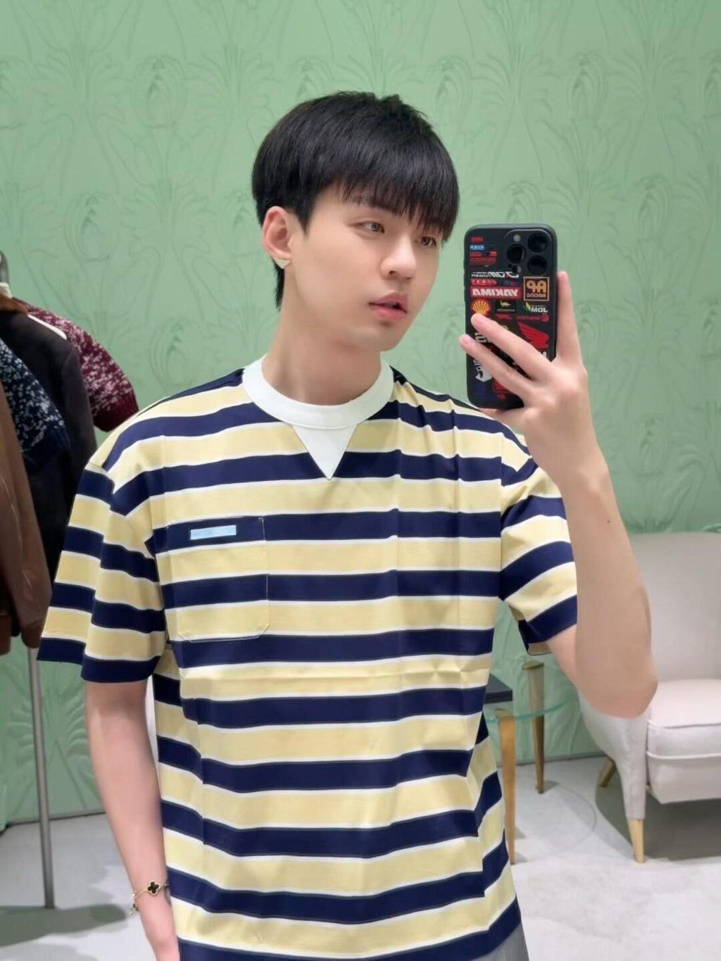 2026 New Triangle Brand Striped Short-Sleeved T-Shirt with Pockets (CC952-A20)