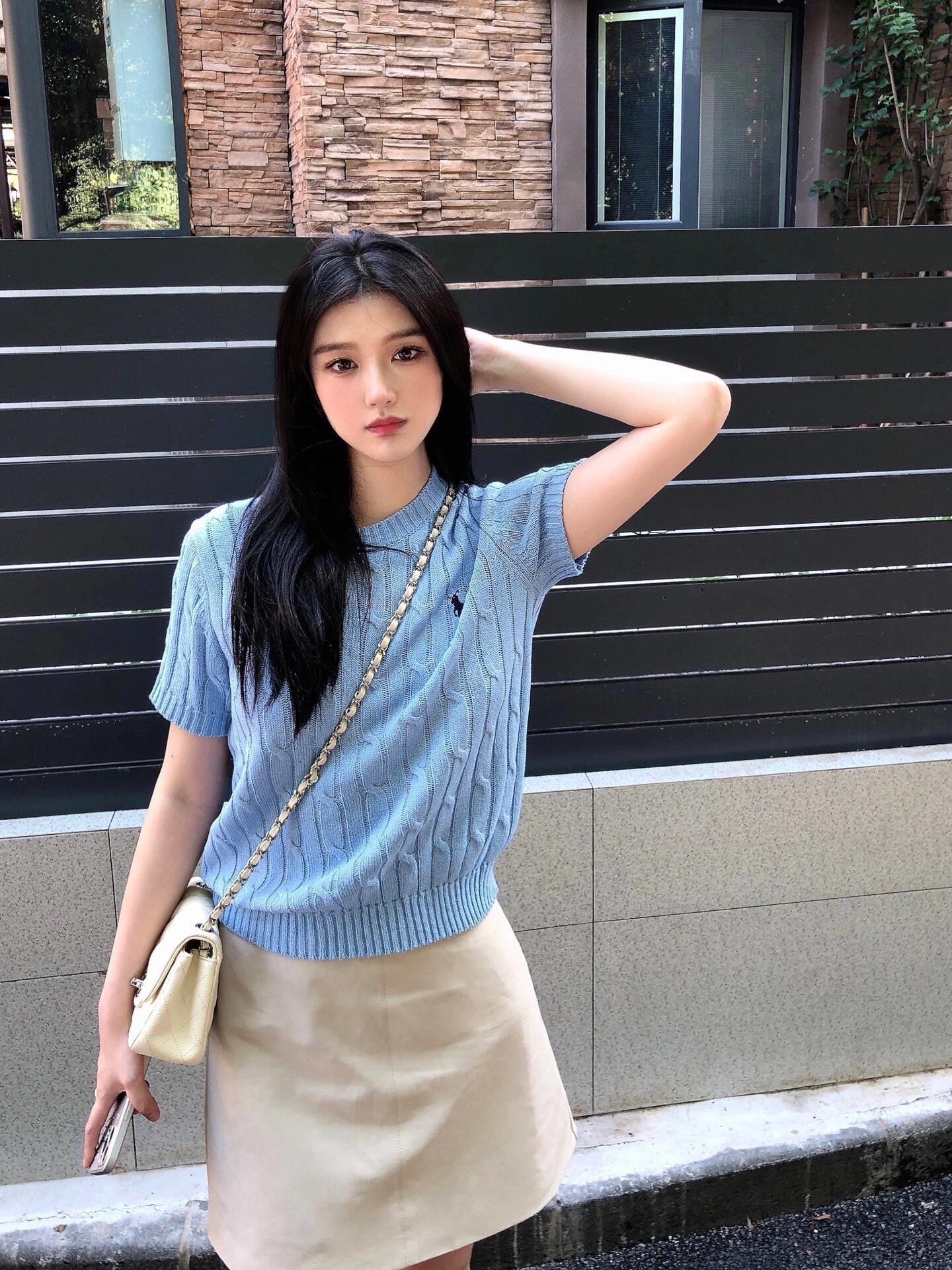 2026 Women’s RL Twisted-Knit Short-Sleeved Jumper (FF720)